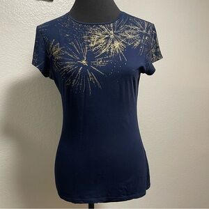Ted Baker London Amranth Stardust Fitted Tee in dark blue Size 2